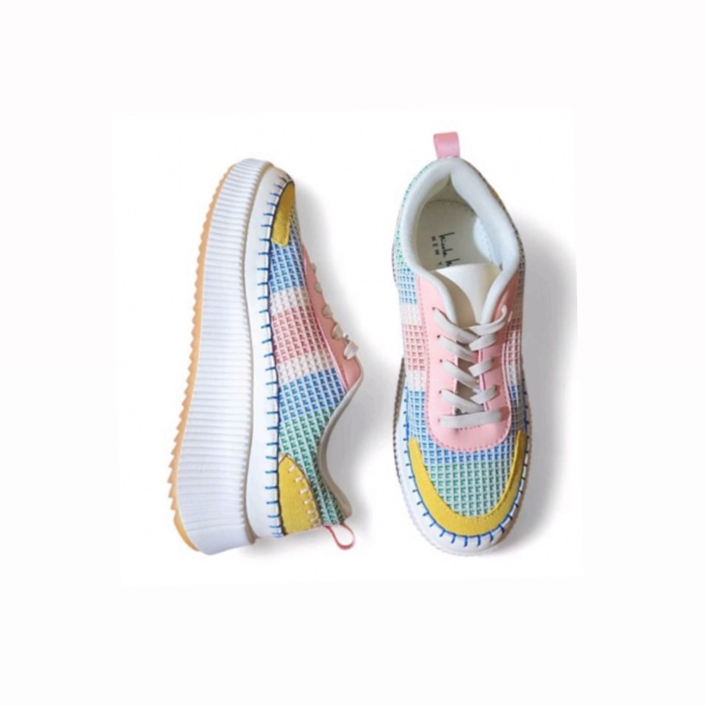 Nicole Miller Brita Woven Mix Media Platform Sneakers